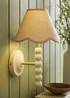 ValueLights Bobble Cream Wall Light with Pink Trim Scallop Shade - One Size Image 4