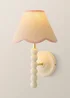 ValueLights Bobble Cream Wall Light with Pink Trim Scallop Shade - One Size Image 2