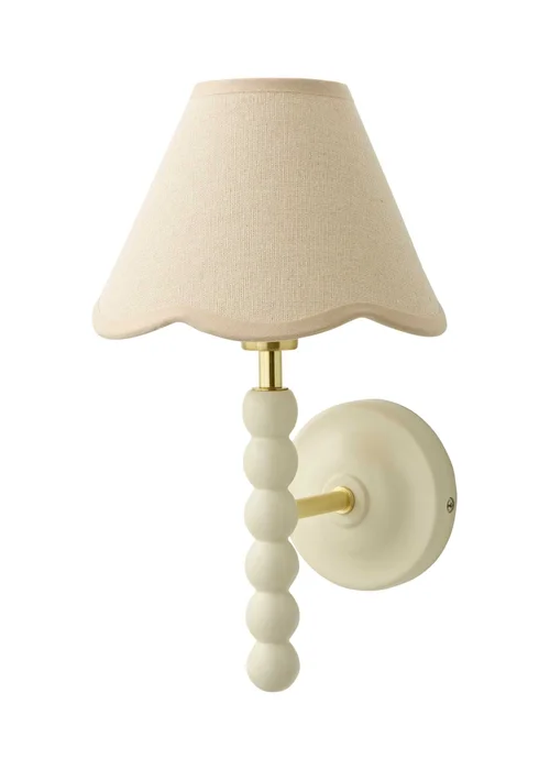 ValueLights Bobble Cream Wall Light with Natural Trim Scallop Shade - One Size Image 4
