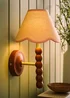 ValueLights Bobble Walnut Wall Light with Pink Trim Scallop Shade - One Size Image 1