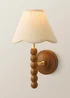 ValueLights Bobble Walnut Wall Light with Natural Trim Scallop Shade - One Size Image 2