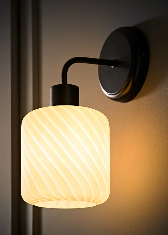 ValueLights Emery Frosted Swirl Matte Black Wall Light