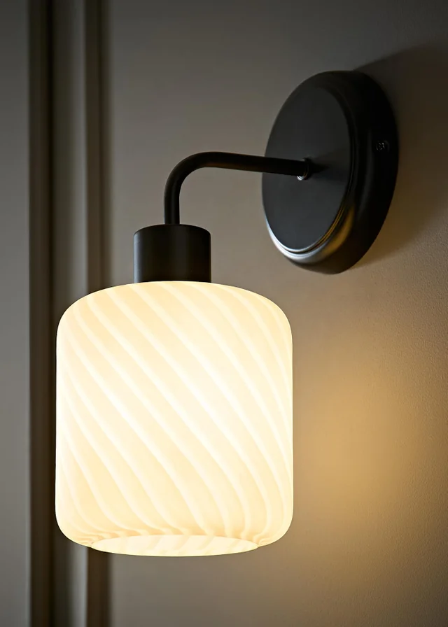 ValueLights Emery Frosted Swirl Matte Black Wall Light