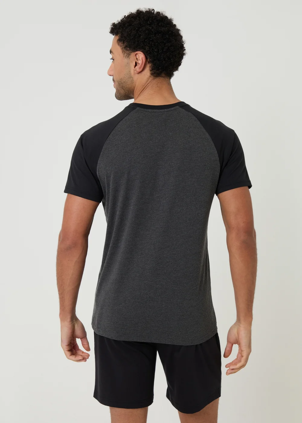 Threadbare Black Raglan Short Sleeve Top & Shorts Lounge Set - XL Image 2