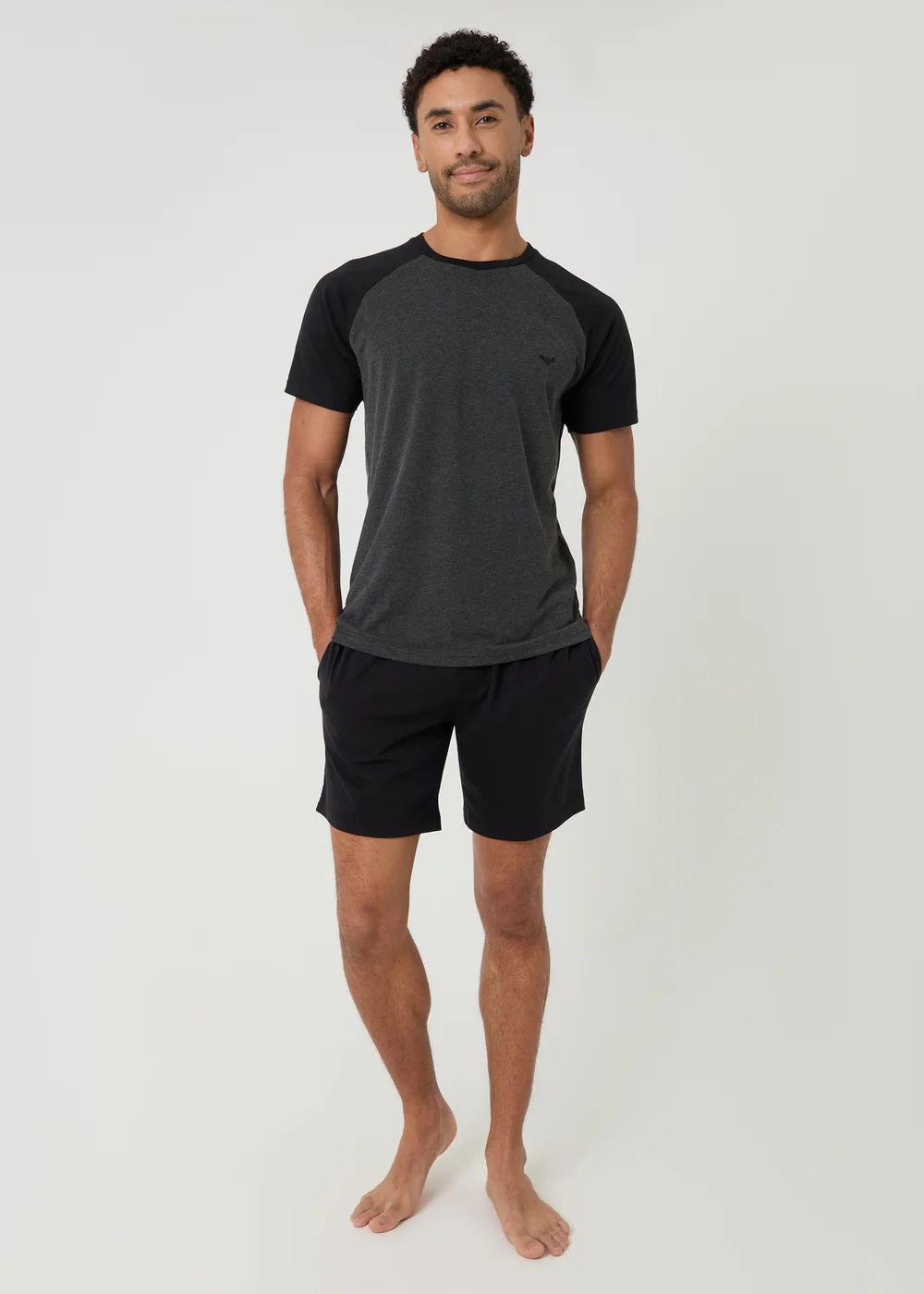 Threadbare Black Raglan Short Sleeve Top & Shorts Lounge Set - XL Image 3