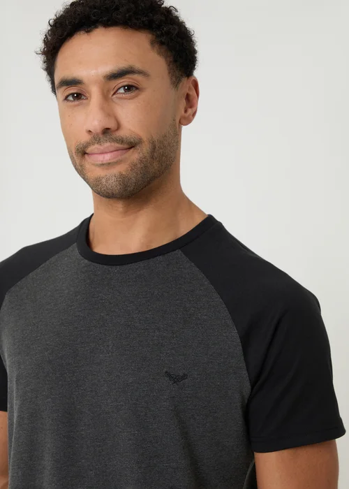 Threadbare Black Raglan Short Sleeve Top & Shorts Lounge Set - XL Image 4