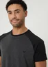 Threadbare Black Raglan Short Sleeve Top & Shorts Lounge Set - XL Image 4