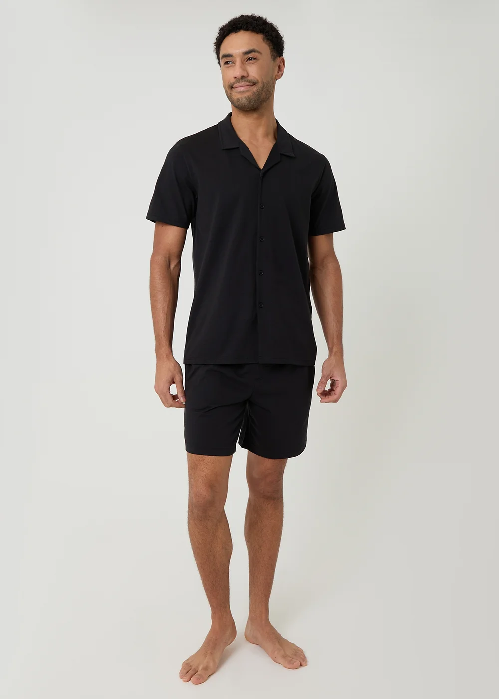 Threadbare Black Cotton Shirt & Shorts Lounge Set - S Image 3