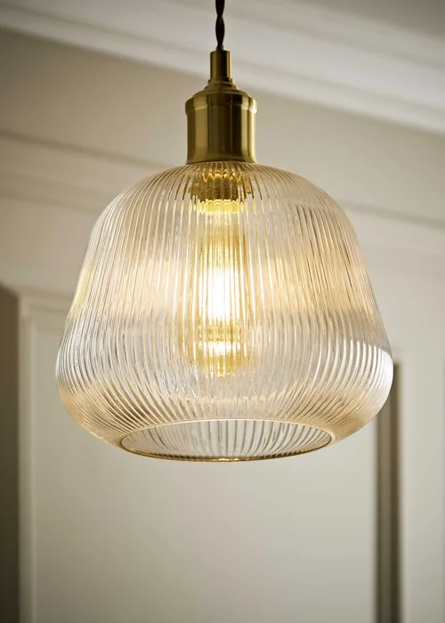 ValueLights Delora Ribbed Glass Bell Pendant Shade - One Size Image 1