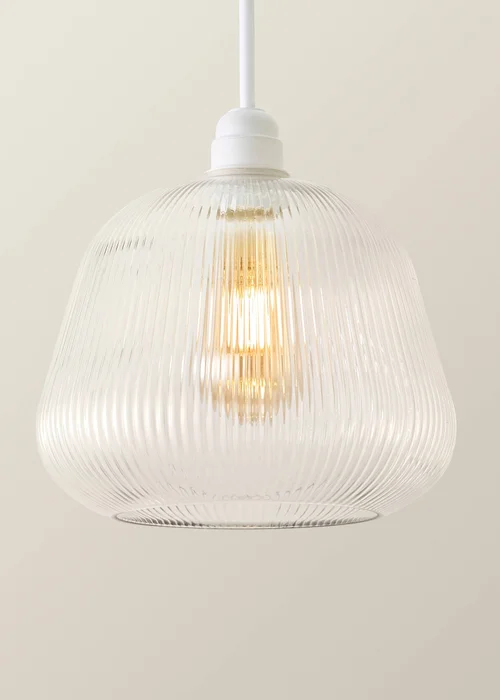 ValueLights Delora Ribbed Glass Bell Pendant Shade - One Size Image 3
