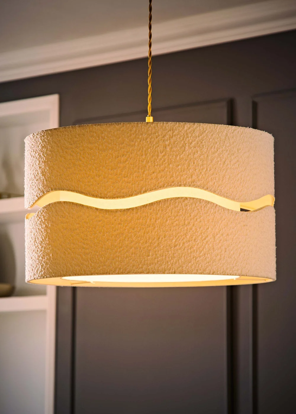 ValueLights Livie Extra Large Wave Boucle Shade (50cm) - One Size Image 2