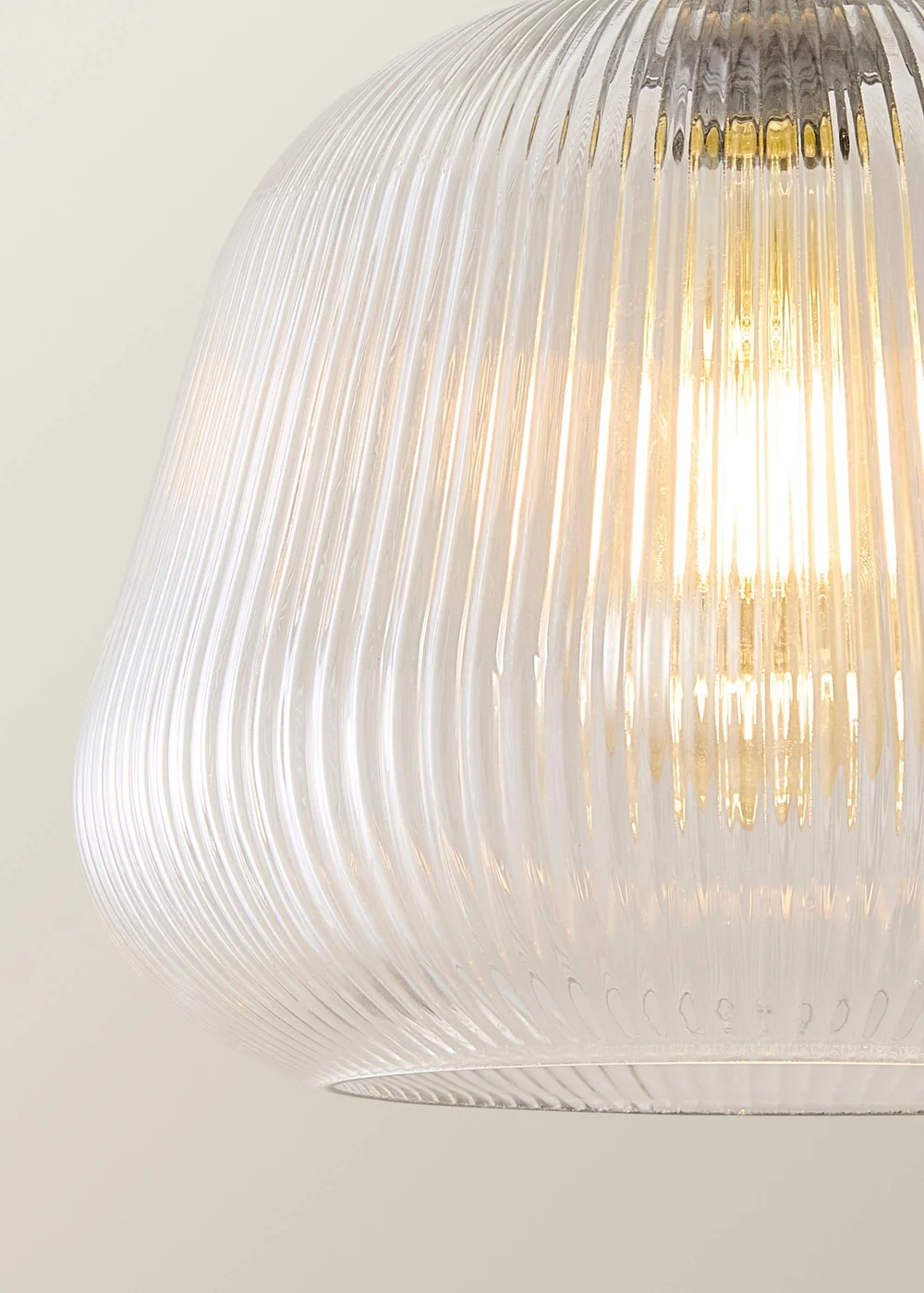 ValueLights Delora Brushed Brass Ribbed Glass 3 Drop Diner Ceiling Light - One Size Image 6