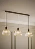 ValueLights Delora Brushed Brass Ribbed Glass 3 Drop Diner Ceiling Light - One Size Image 1
