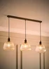 ValueLights Delora Brushed Brass Ribbed Glass 3 Drop Diner Ceiling Light - One Size Image 2