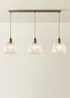 ValueLights Delora Brushed Brass Ribbed Glass 3 Drop Diner Ceiling Light - One Size Image 3