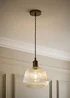 ValueLights Delora Brushed Brass Ribbed Glass Ceiling Light - One Size Image 1