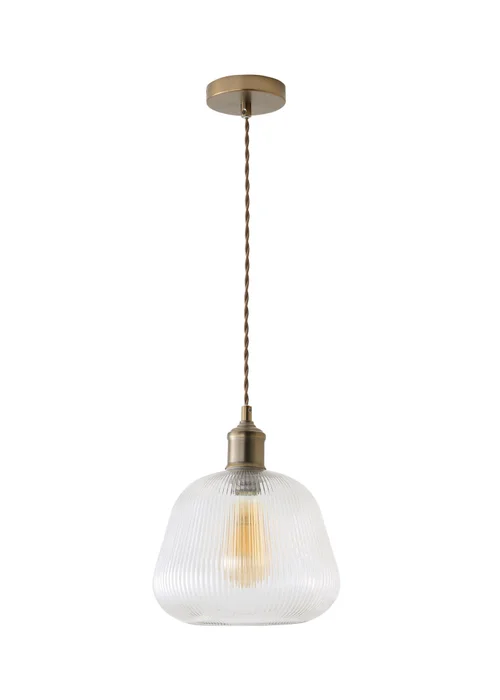 ValueLights Delora Brushed Brass Ribbed Glass Ceiling Light - One Size Image 5