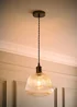 ValueLights Delora Brushed Brass Ribbed Glass Ceiling Light - One Size Image 2