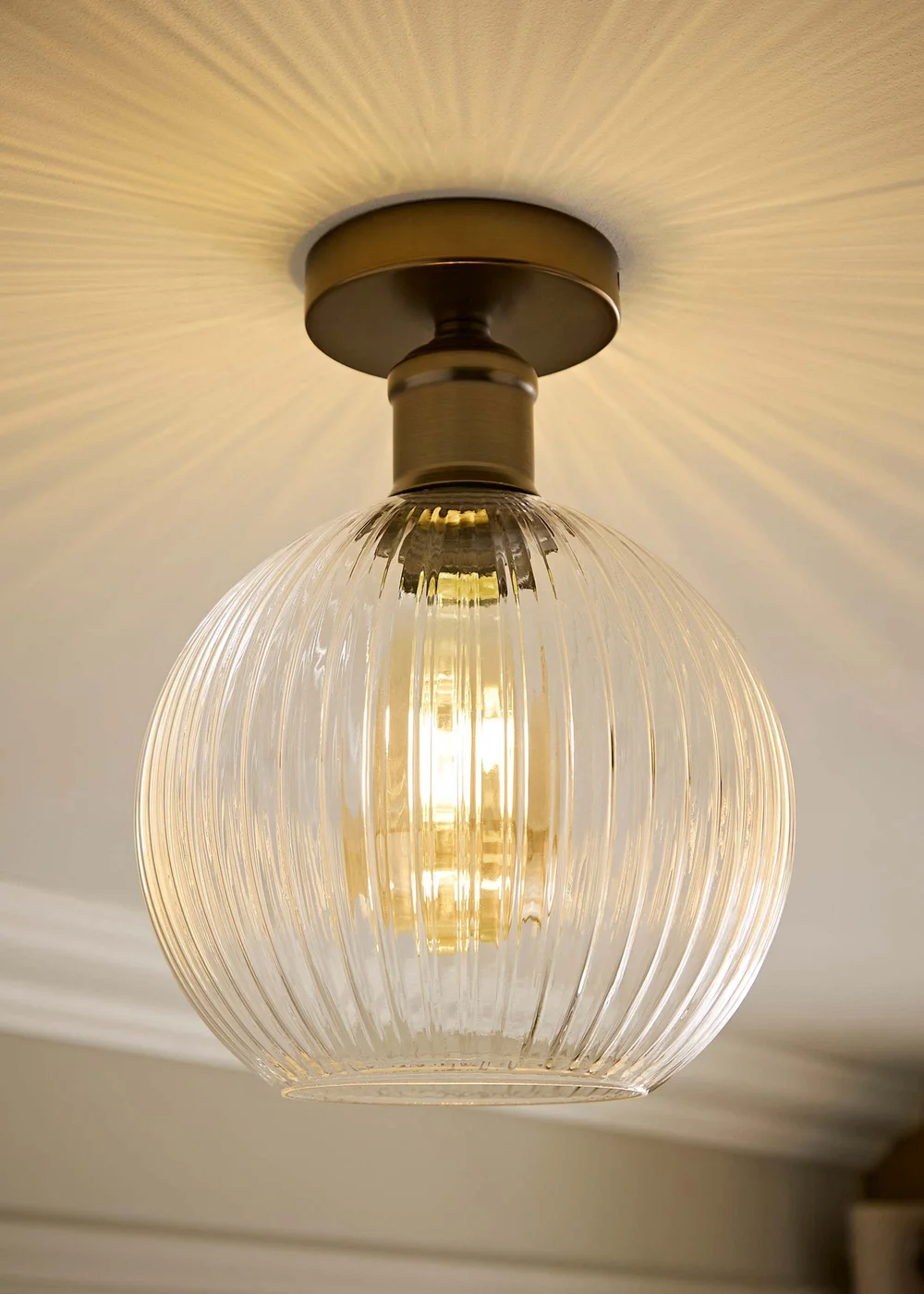 ValueLights Maddison Brushed Brass Flush Ceiling Light - One Size Image 1