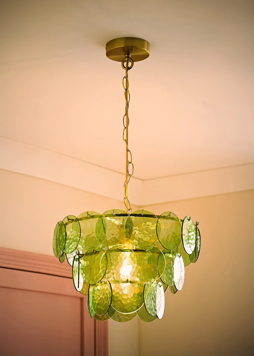 ValueLights Juliette Green 3 Tier Disc Chandelier Ceiling Light - One Size Image 2