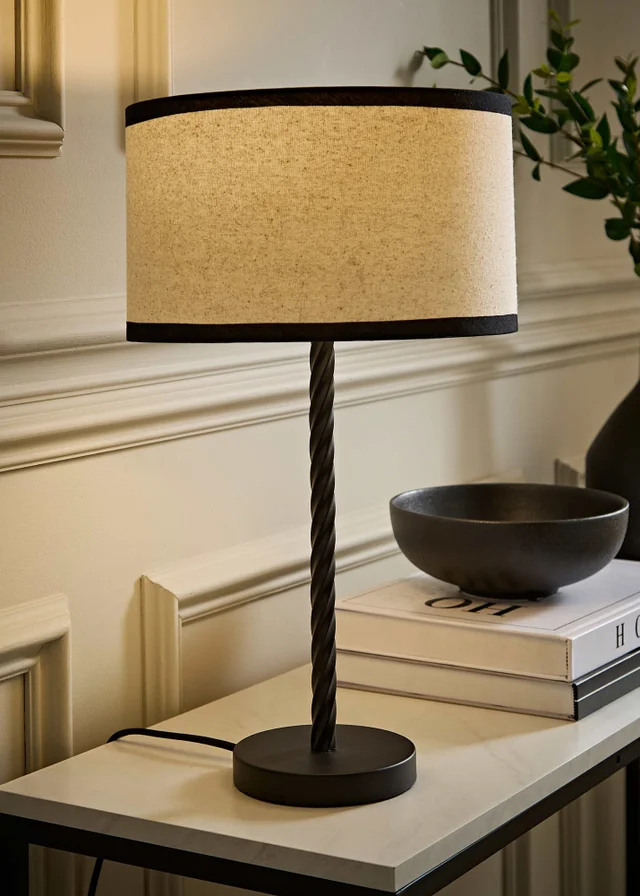 ValueLights Maura Twist Black Table Lamp with Trim Shade