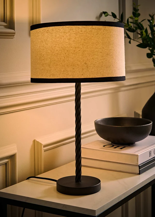 ValueLights Maura Twist Black Table Lamp with Trim Shade