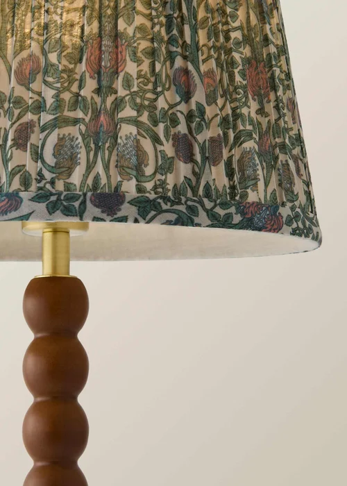 ValueLights Bobble Walnut Table Lamp with Floral Pleated Shade - One Size Image 4