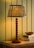 ValueLights Bobble Walnut Table Lamp with Floral Pleated Shade - One Size Image 2