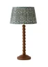 ValueLights Bobble Walnut Table Lamp with Floral Pleated Shade - One Size Image 5