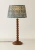 ValueLights Bobble Walnut Table Lamp with Floral Pleated Shade - One Size Image 3