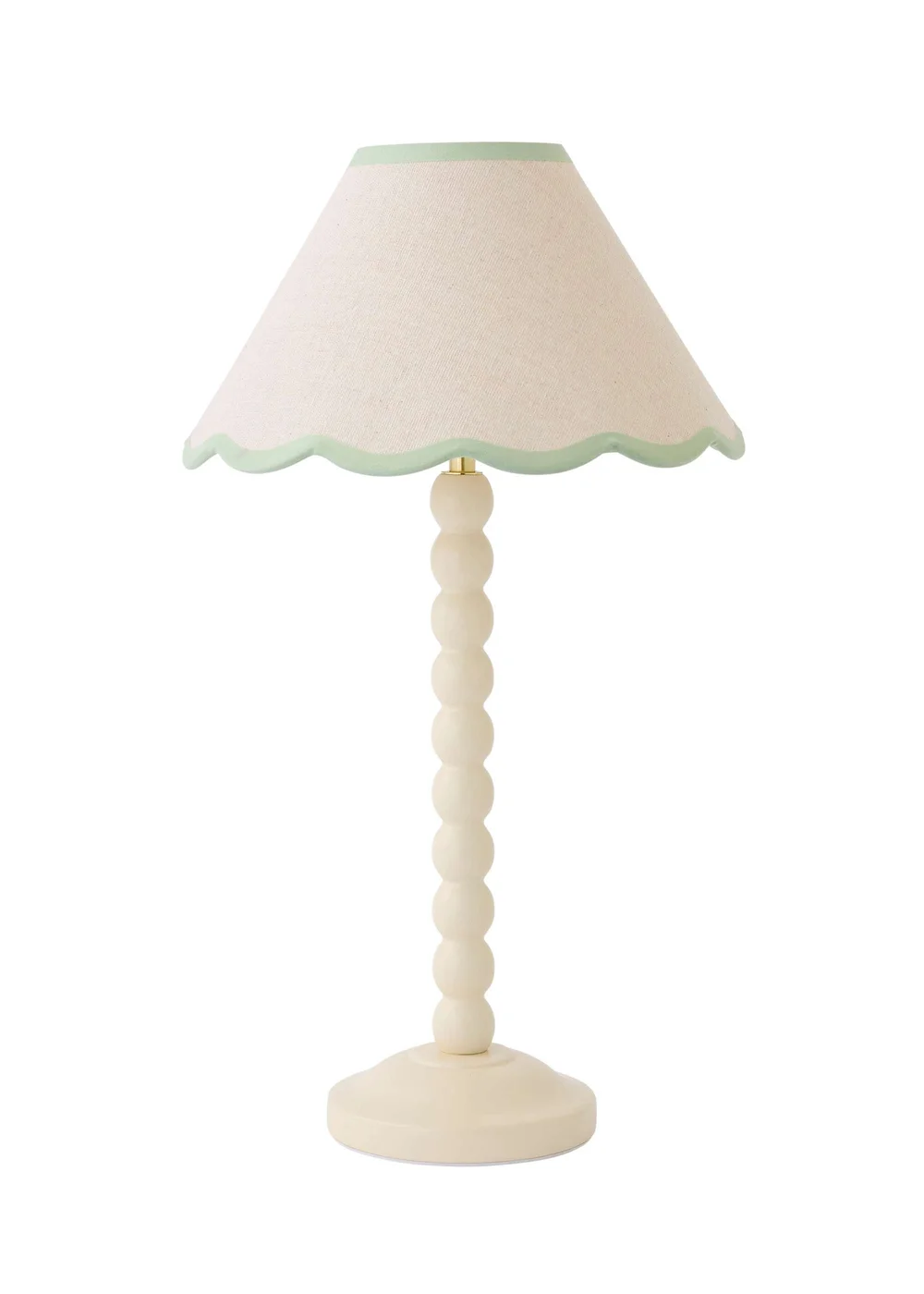 ValueLights Bobble Cream Table Lamp with Green Trim Scallop Shade - One Size Image 5