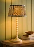 ValueLights Bobble Cream Table Lamp with Floral Pleated Shade - One Size Image 2