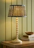ValueLights Bobble Cream Table Lamp with Floral Pleated Shade - One Size Image 1