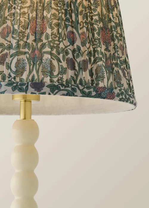 ValueLights Bobble Cream Table Lamp with Floral Pleated Shade - One Size Image 4