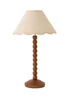 ValueLights Bobble Walnut Table Lamp with Natural Trim Scallop Shade - One Size Image 4