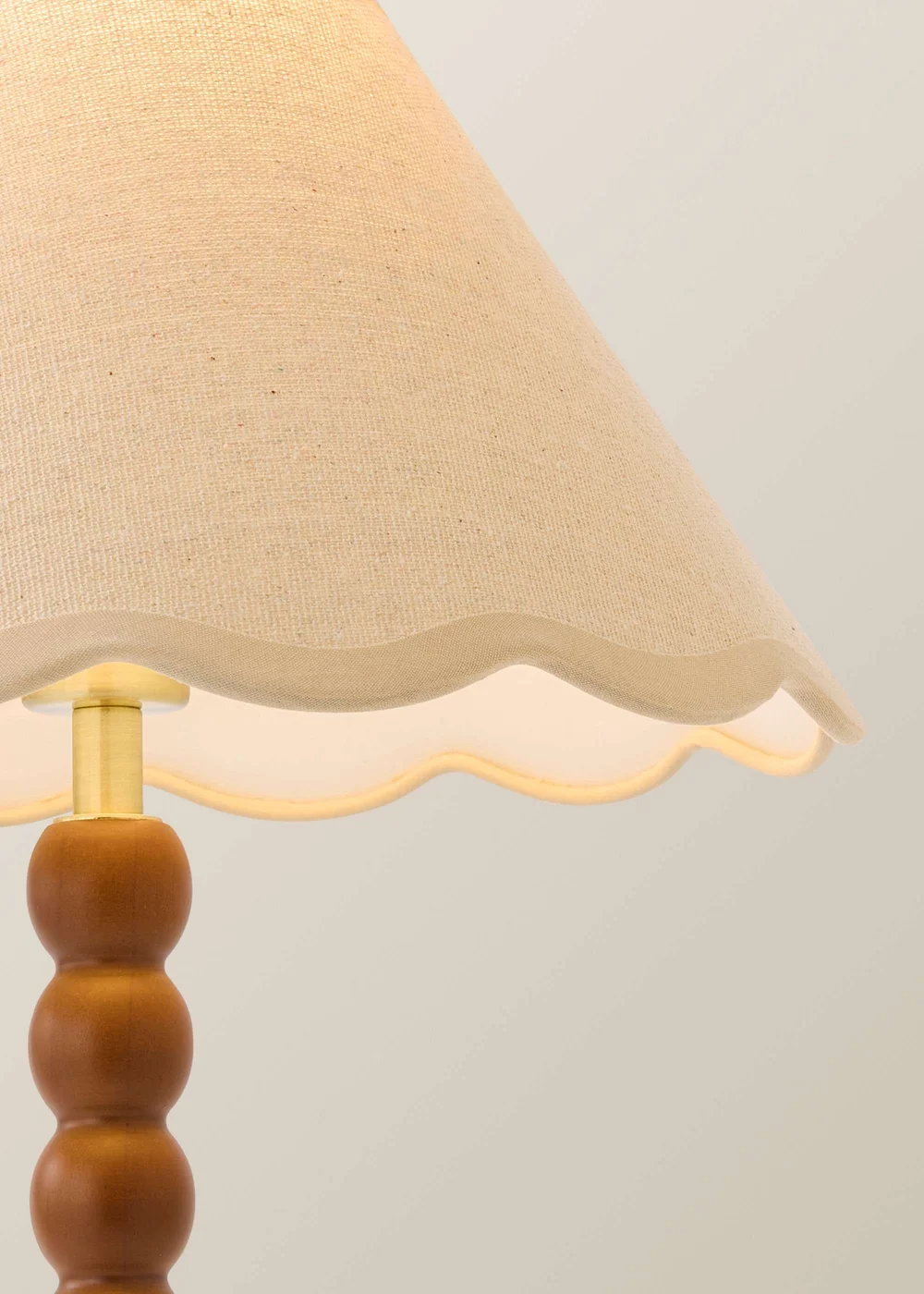 ValueLights Bobble Walnut Table Lamp with Natural Trim Scallop Shade - One Size Image 3