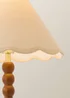 ValueLights Bobble Walnut Table Lamp with Natural Trim Scallop Shade - One Size Image 3
