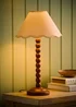 ValueLights Bobble Walnut Table Lamp with Natural Trim Scallop Shade - One Size Image 1