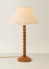 ValueLights Bobble Walnut Table Lamp with Natural Trim Scallop Shade - One Size Image 2