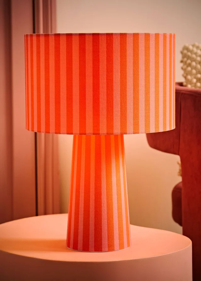 ValueLights Thorley Orange Stripe Table Lamp