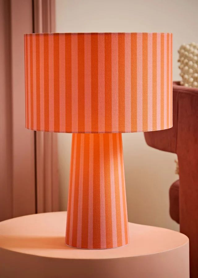 ValueLights Thorley Orange Stripe Table Lamp