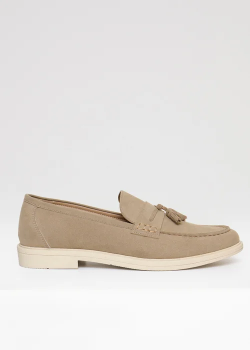 Threadbare Beige Faux Suede Tassel Loafers - 9 Image 1