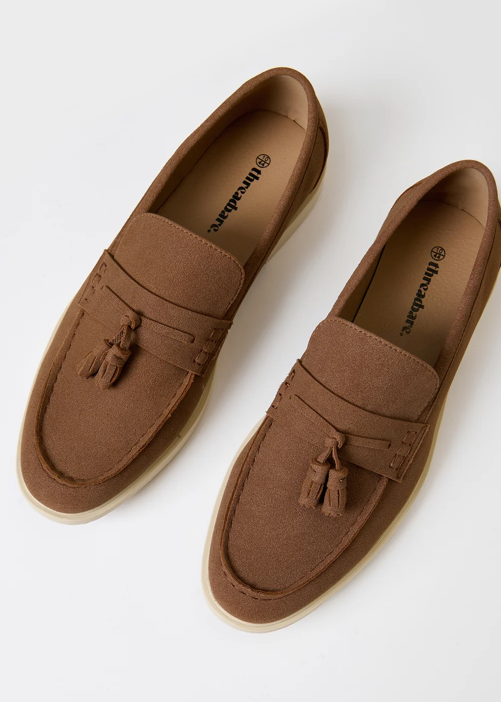 Threadbare Taupe Faux Suede Tassel Loafers - 9 Image 3