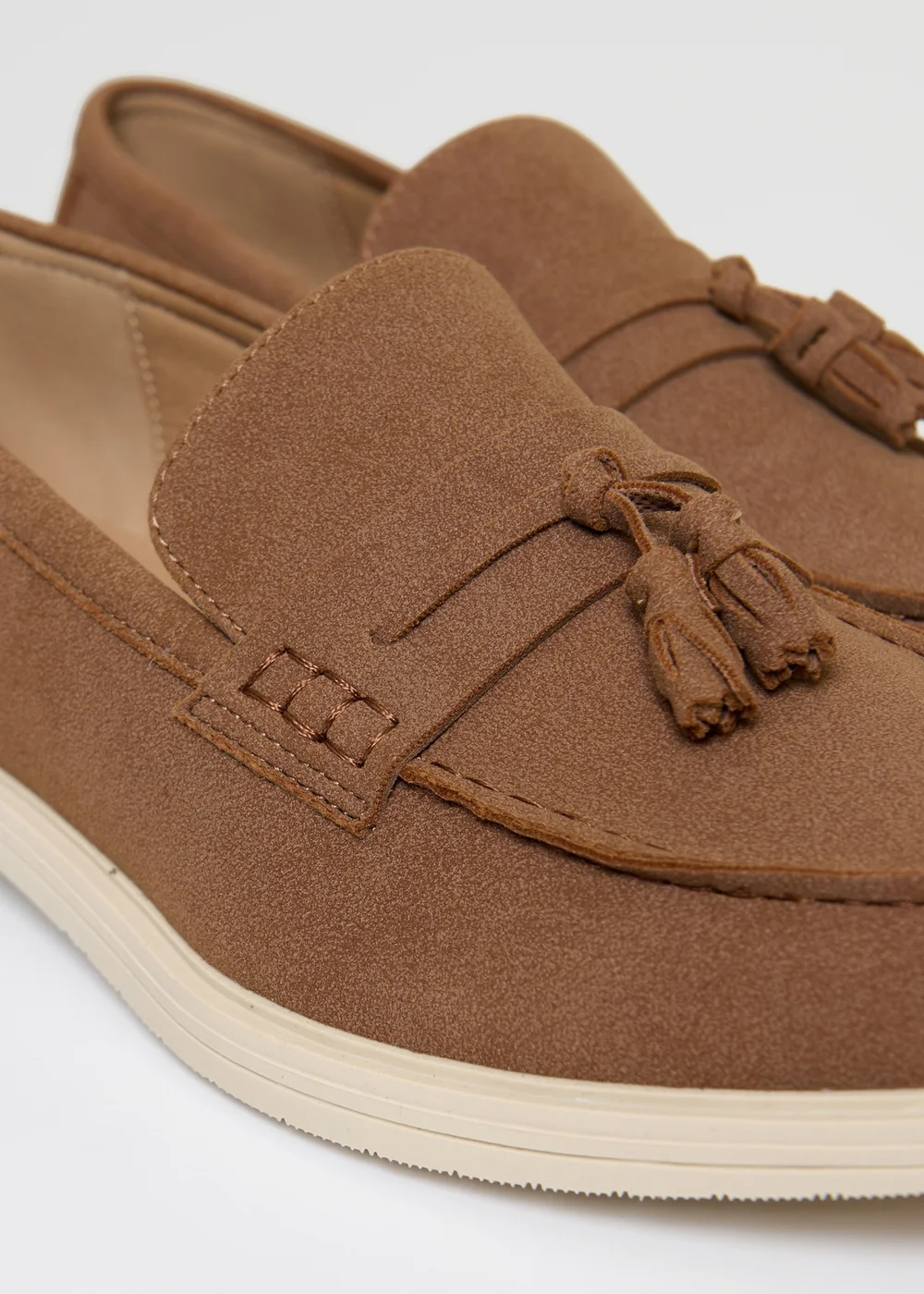 Threadbare Taupe Faux Suede Tassel Loafers - 9 Image 4