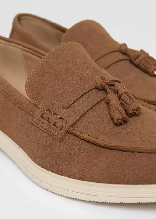 Threadbare Taupe Faux Suede Tassel Loafers - 9 Image 4