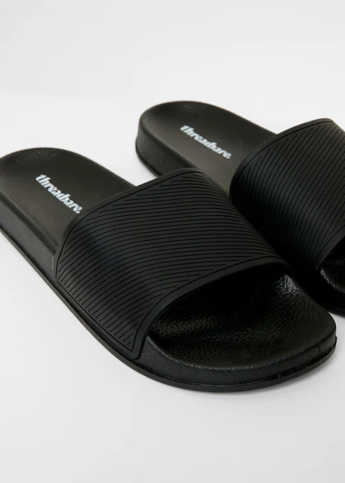 Threadbare Black Lightweight Cushioned Sliders - 10 Image 3
