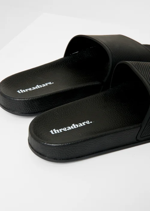 Threadbare Black Lightweight Cushioned Sliders - 10 Image 4