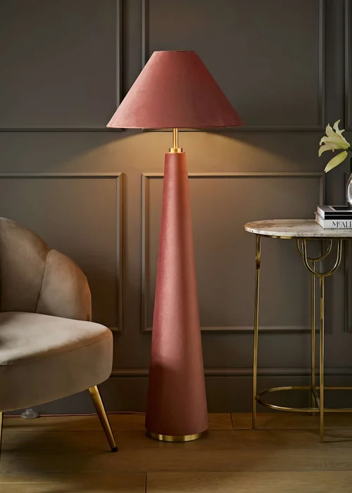 ValueLights Martha Pink Velvet Floor Lamp - One Size Image 1