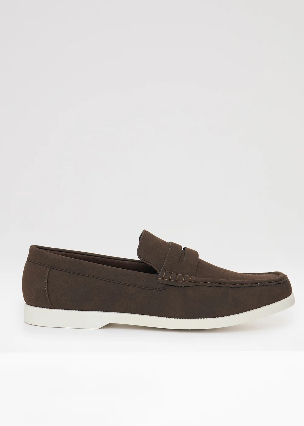 Threadbare Chocolate Faux Suede Penny Loafers - 7 Image 1