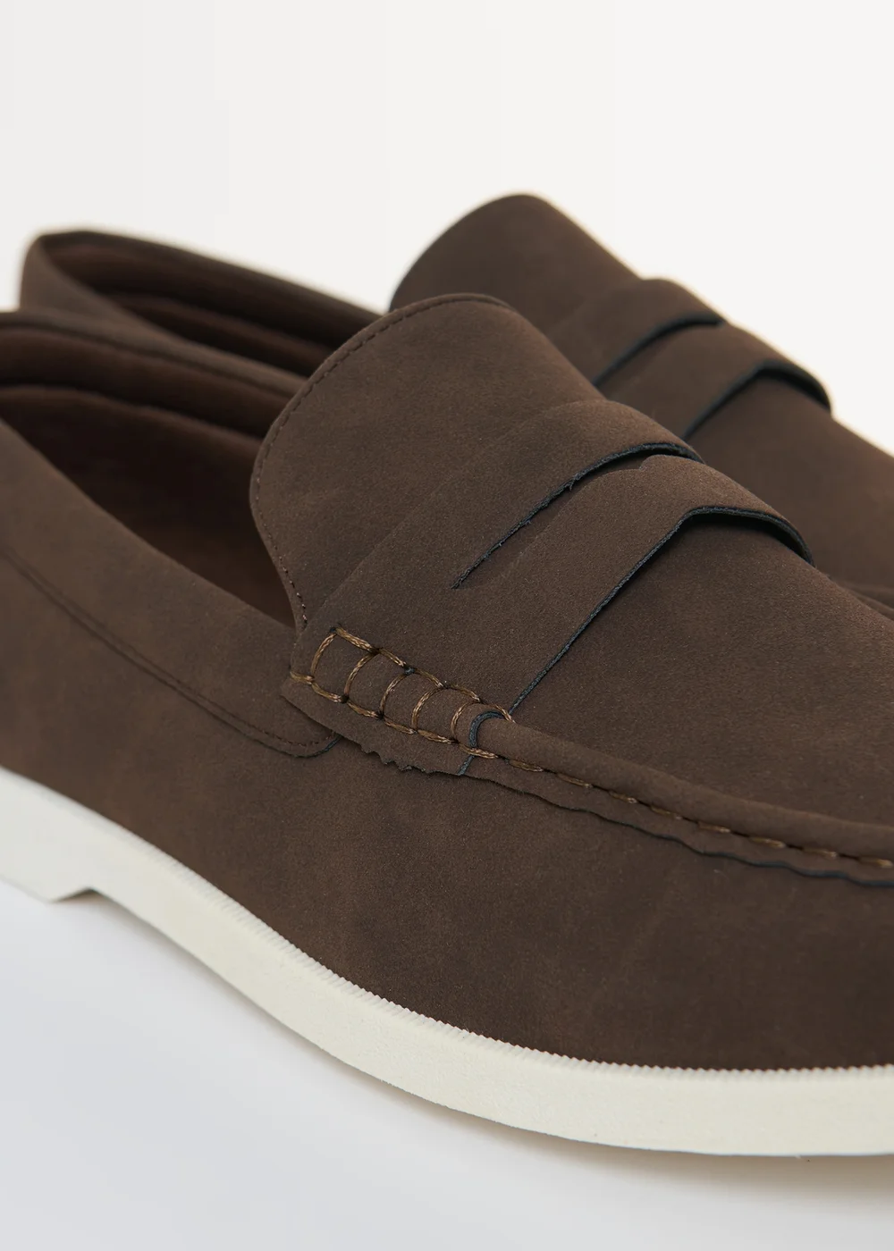 Threadbare Chocolate Faux Suede Penny Loafers - 7 Image 4